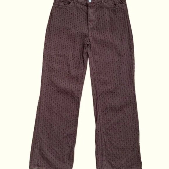 PrettyLittleThing Denim - PRETTY LITTLE THING Brown Textured High- waisted 5 Pocket Jean- Sz 10